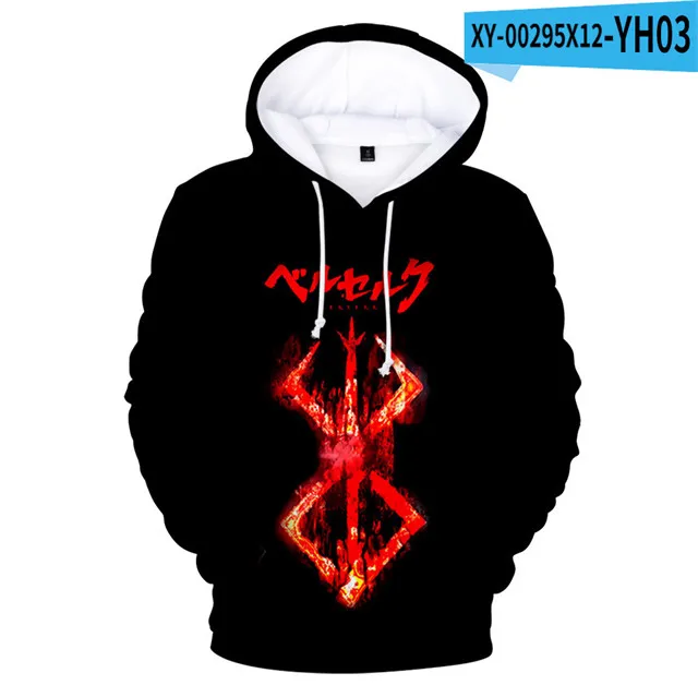 Anime Berserk 3D Printing Hoodies Y2k Streetwear Harajuku Sweatshirts long sleeve Hip Hop Kids Hoodie Pullover Men's Clothing