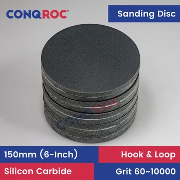 100pcs 150mm (6 inch) silicon carbide sanding discs waterproof hook and loop for wet or dry sanding wheel 60~10000