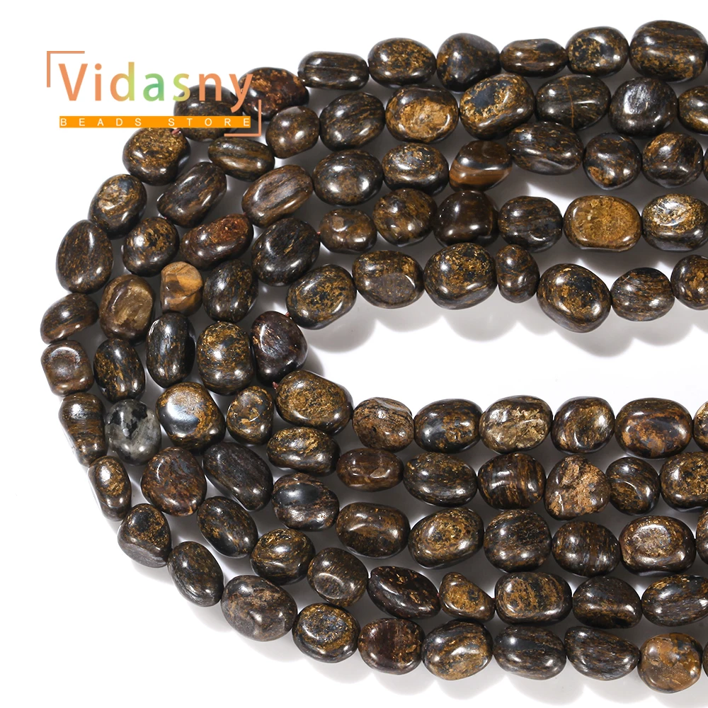 8-10mm Natürliche Bronzit-Steinperlen, unregelmäßige ovale lose Perlen für die Schmuckherstellung, DIY-Armbänder, Zubehör – Detail 3