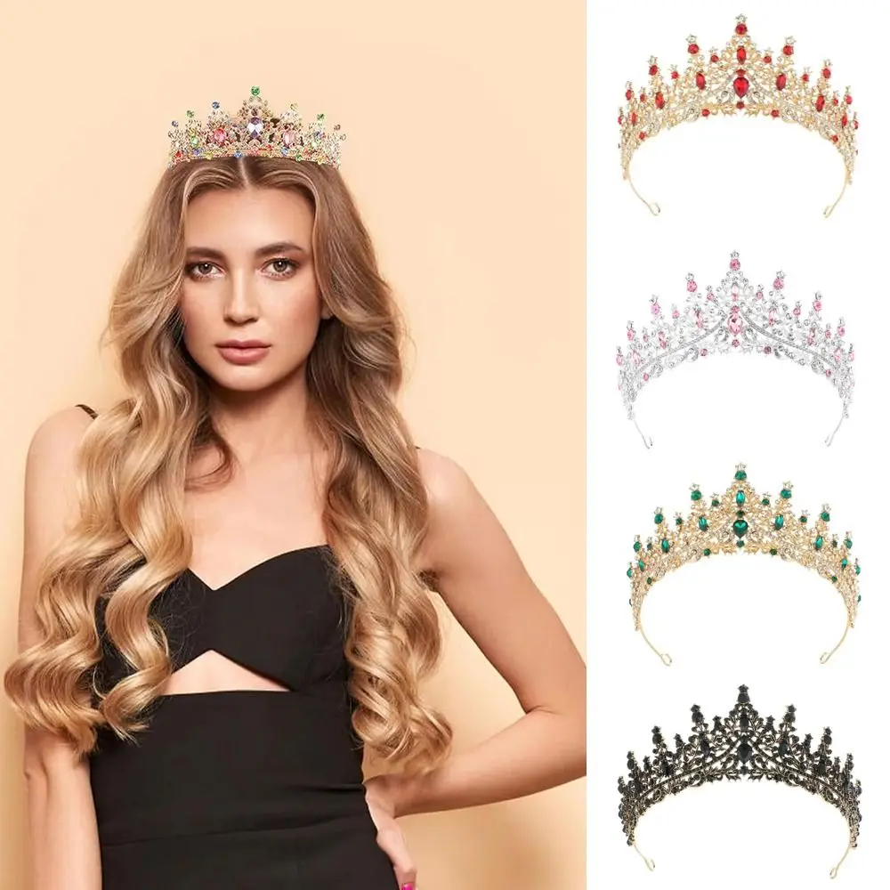 Durable Gorgeous Queen Crown Vintage Rhinestones Bridal Crown Tiaras Baroque Steady Crystal Headbands Party