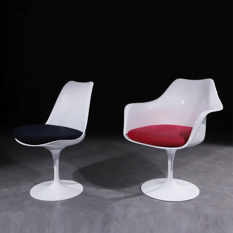 WL original tulip rotating dining chair simple glass fiber reinforced plastic casual backrest armrest negotiation chair