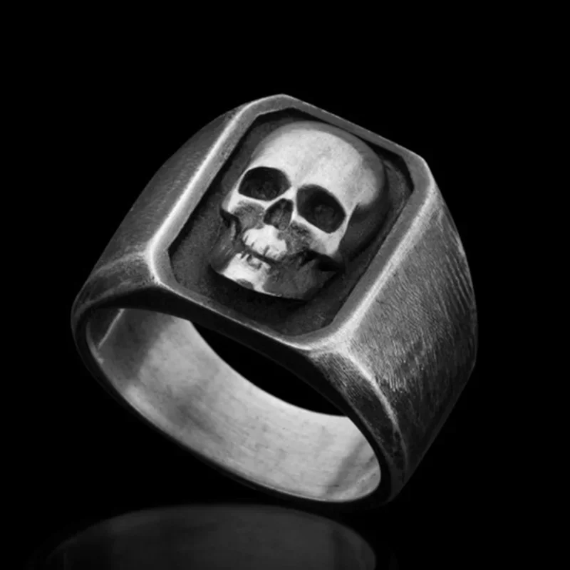 Men\'s Punk Rock Skull Ring Gothic Style 316L Stainless Steel Biker Anel Motorcycle Band jewellery Wholesale Freeshipping OSR977