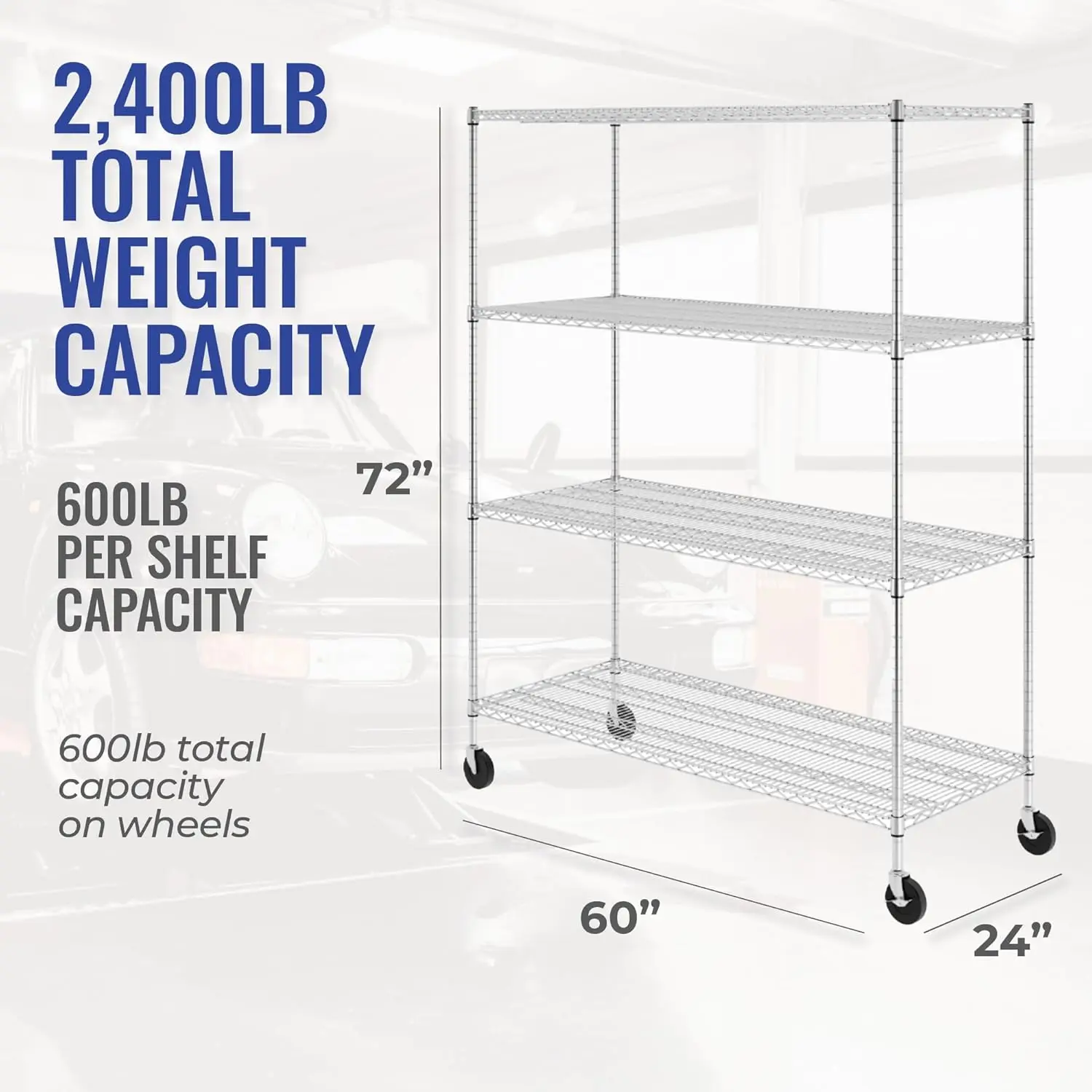 Saferacks Nsf Certified Storage Shelves, Heavy Duty Steel Wire Shelving Unit With Wheels And Adjustable Feet, Used As Pantry