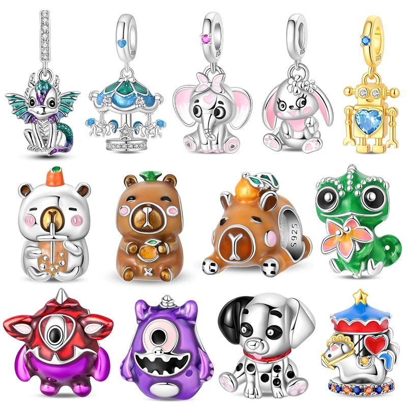 Cartoon 3D Monsters Pendants 925 Silver Charms Beads Fit 3mm Original Bracelet Necklace Womens DIY Fine Jewelry Gift 2026 New in