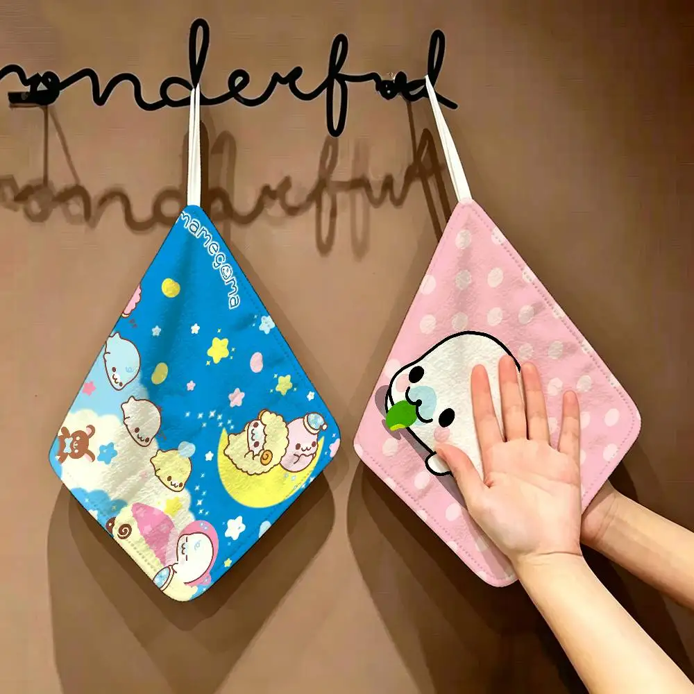 CUTE M-Mamegoma Polyester Cotton Hanging Kitchen Towel, Absorbent Hand Wiping Cloth for Daily Cleaning Drying