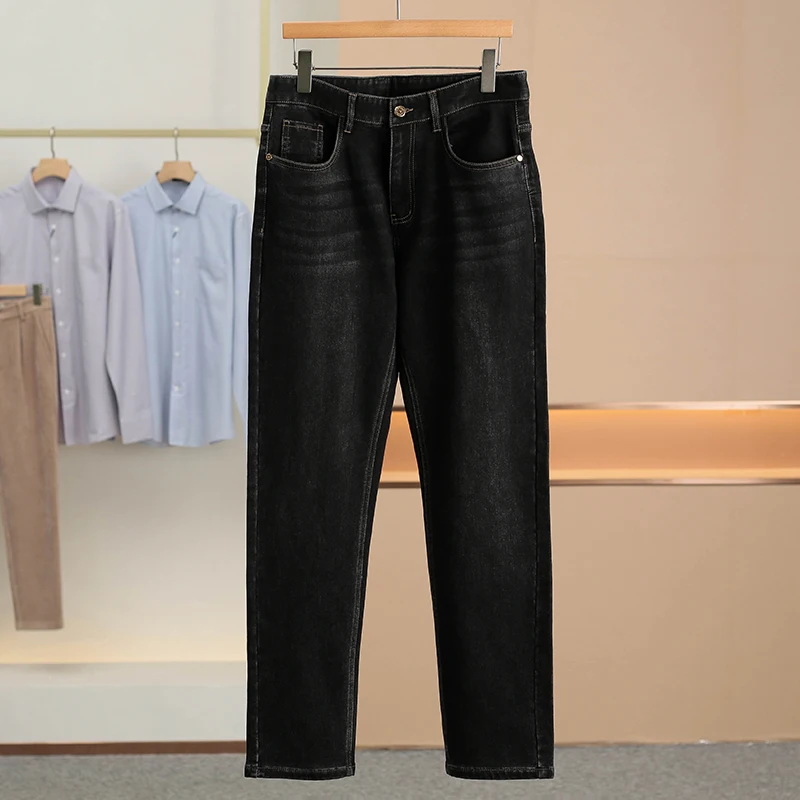 

Casual Cotton Denim Jeans Men's Spring New Style Resistant to Dirt Contains Lyocell Fiber Long Pants Straight Leg Fit Jeans