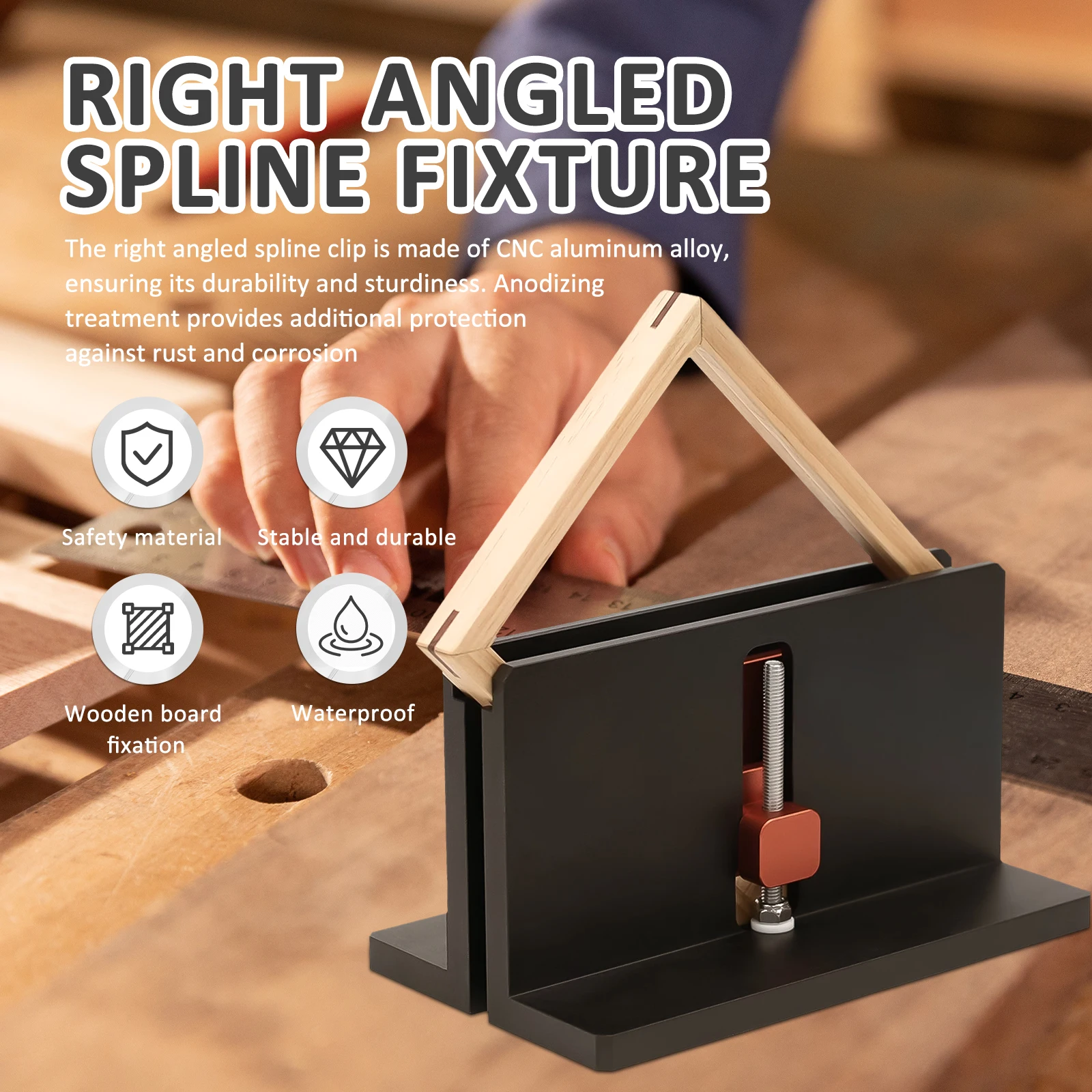 Right Angle Spline Jig Fixture Wide Clamping Range Tools Suitable for Home Furniture Photo Frames Drawer Slotting WoodWorking