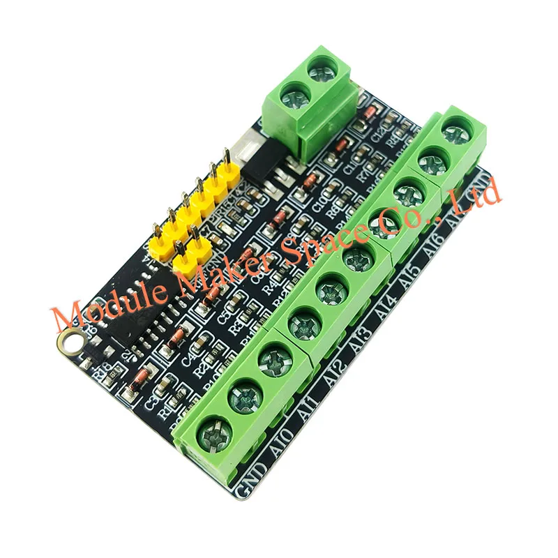 Moduł ADC MCP3208, 8-kanałowy, 12-bitowy, wejście prądowe 4-20mA, interfejs SPI do Arduino PLC
