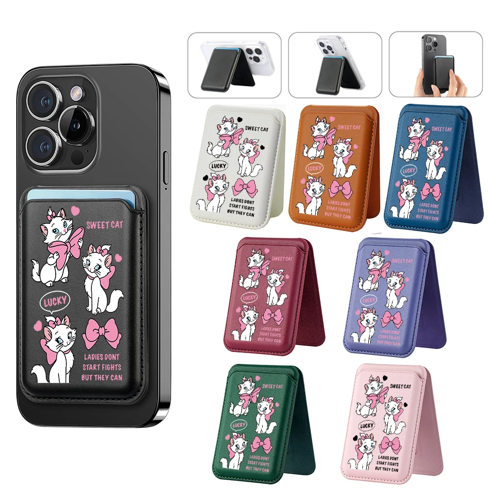 Cute sexy kitten Magnetic Wallet Bag Hide Stand for iPhone 16 15 14 13   Leather Card Phone Holder for Magsafe Case Pocket Cover