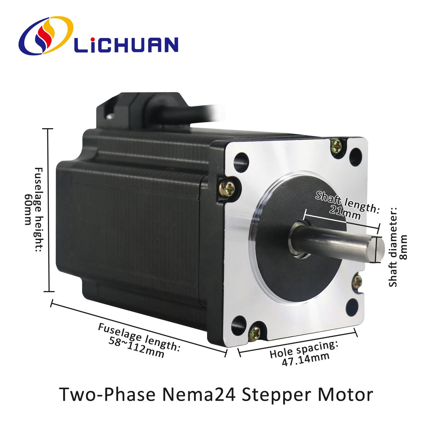 Lichuan 3A DC24V 1.6/2.1/2.5/3.1/3.5/3.8N.m DC Stepper Open Loop Motor 2 Phase Nema24 DC Open Loop Stepper Motors for New Energy