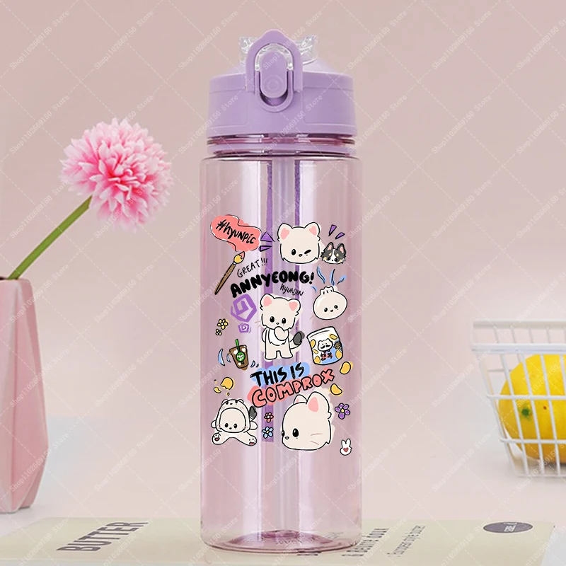 Girl Cartoon Cute Plastic Cup 900ML SKZ ooed Portable Water Bottle for Kids Children Anime Cold Drink Juice Cups Container Gifts view 2
