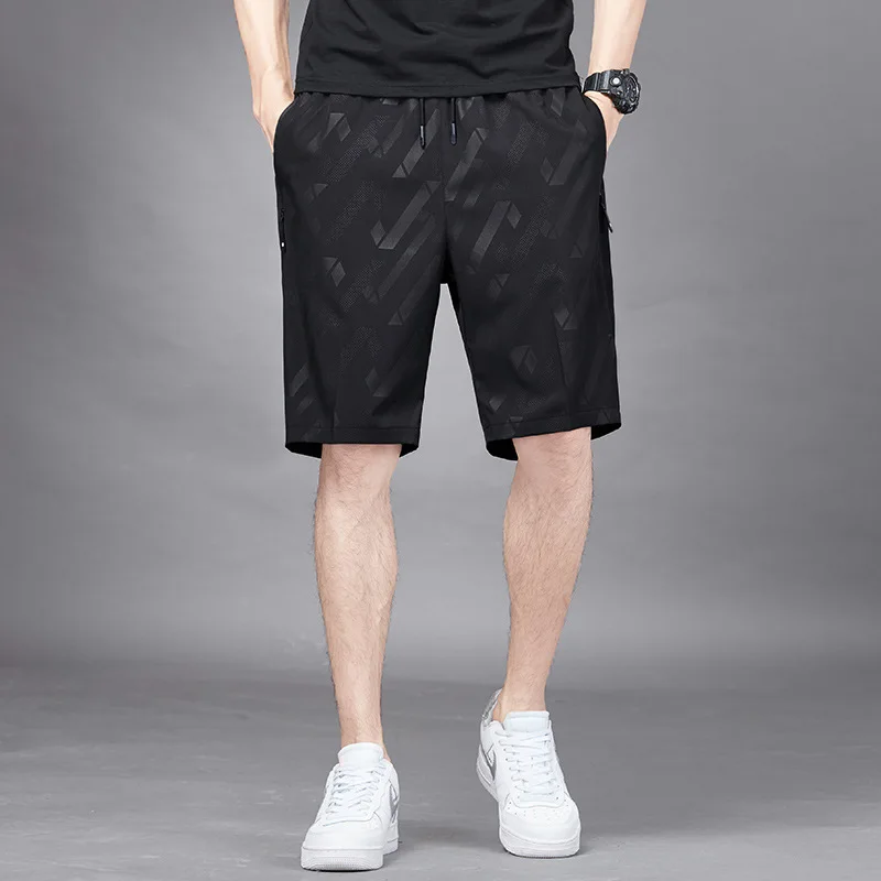 Fashionable Loose Men's Printed Trend Shorts Summer New Casual Quick Dry Breathable Elastic Waist Knee Pants Male Clothes