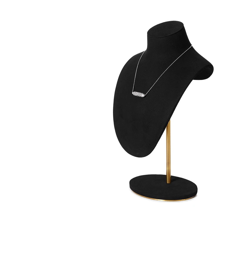 Oirlv Schwarzes Mikrofaser-Schmuckdisplay-Set mit Metall-Schmuckvitrine für Halsketten, Ohrringe und Armreifen – Detail 13