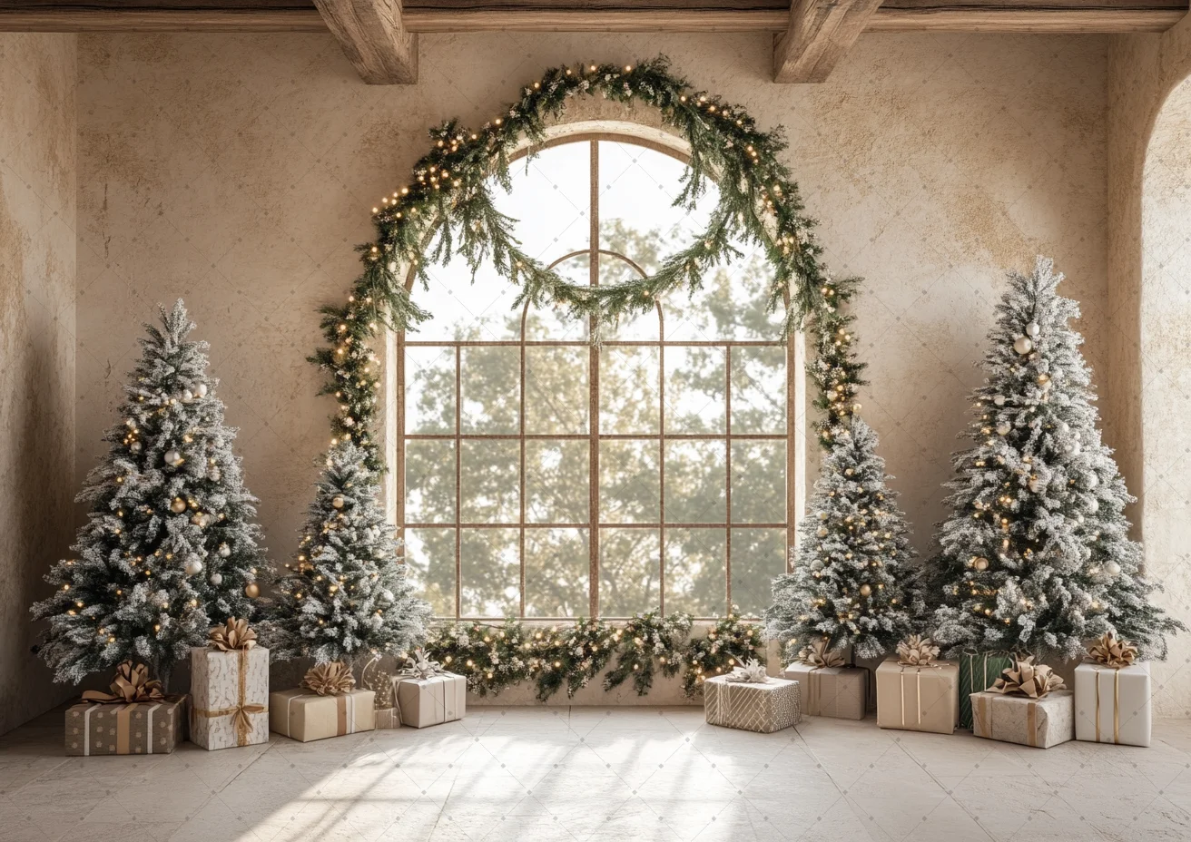 Farmhouse Christmas Cottage Backdrops Child Baby Photo Props Adult Kids Decors Photography Xmas Tree Photo Studio Backgrounds