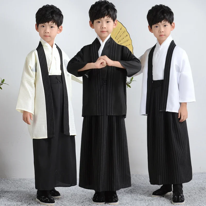Kids Japanese style kimono 8 color girls floral printing bow belt slim thin soft yukata boys samurai style cardigan kimono sets