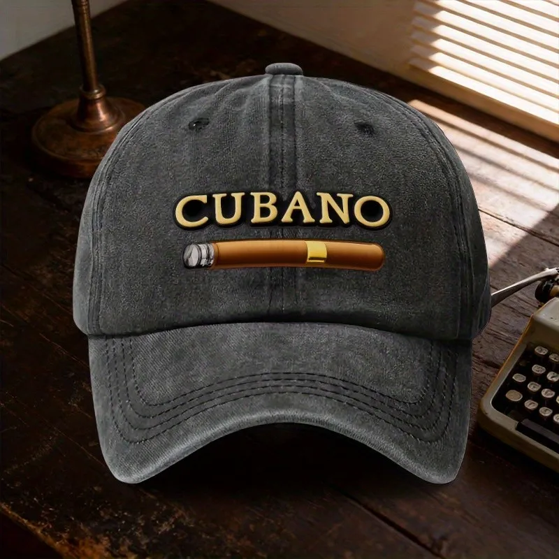 Cubano-Graphic-Washed-Baseball-Cap-Unisex-Adjustable-Cotton-Dad-Hat-for-Outdoor-Street-Style-Travel