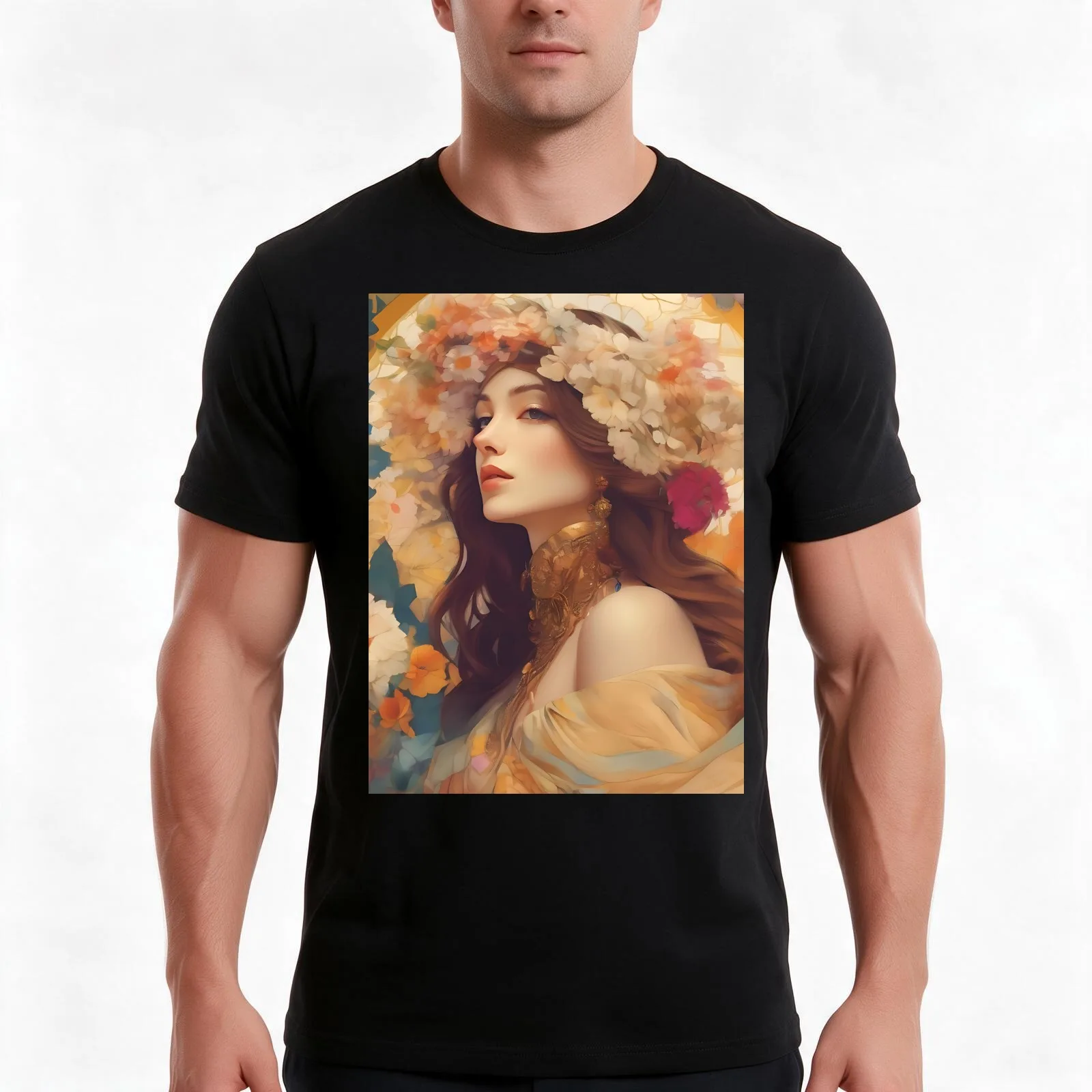 Alphonse Mucha art Inspired Art Nouveau Lady Fashion Men T Shirt funny t shirts dark humor