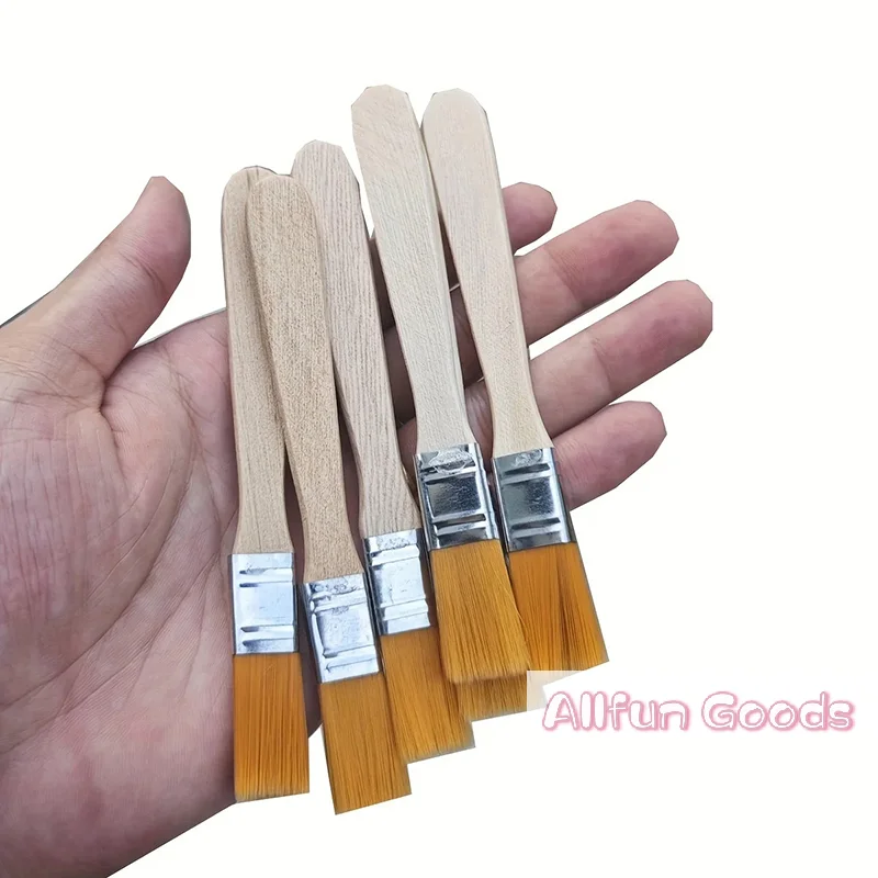 [TG835]50pcs-nylon Brushes, Short Wooden Handle Art Paint Brushes, Watercolor Brushes, Wall Brushes, Art Brushes, Cleaning Tools