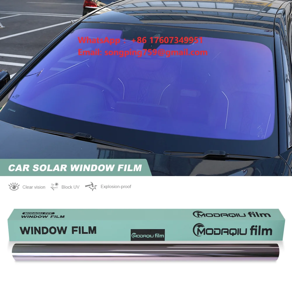 3 PLY Silver Color Changing Film Liquid Imperial Purple 73% VLT 100% UVR PET Luxury Car Chameleon Tint Windshield Film 5-Year