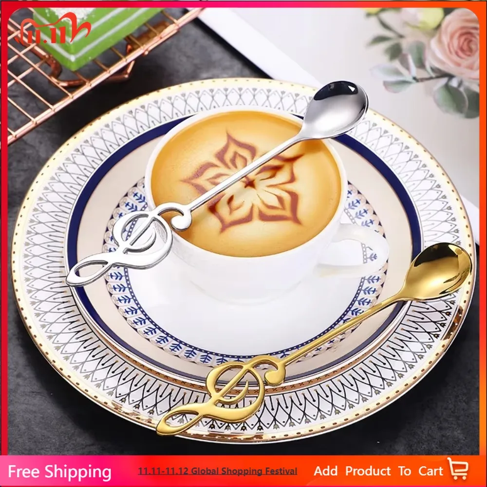 

2025 Hottest! Creative Music Note Coffee Spoon Stainless Steel Mixing Gift Spoon | For Dessert Shop/Ice Cream, Kitchen Tableware