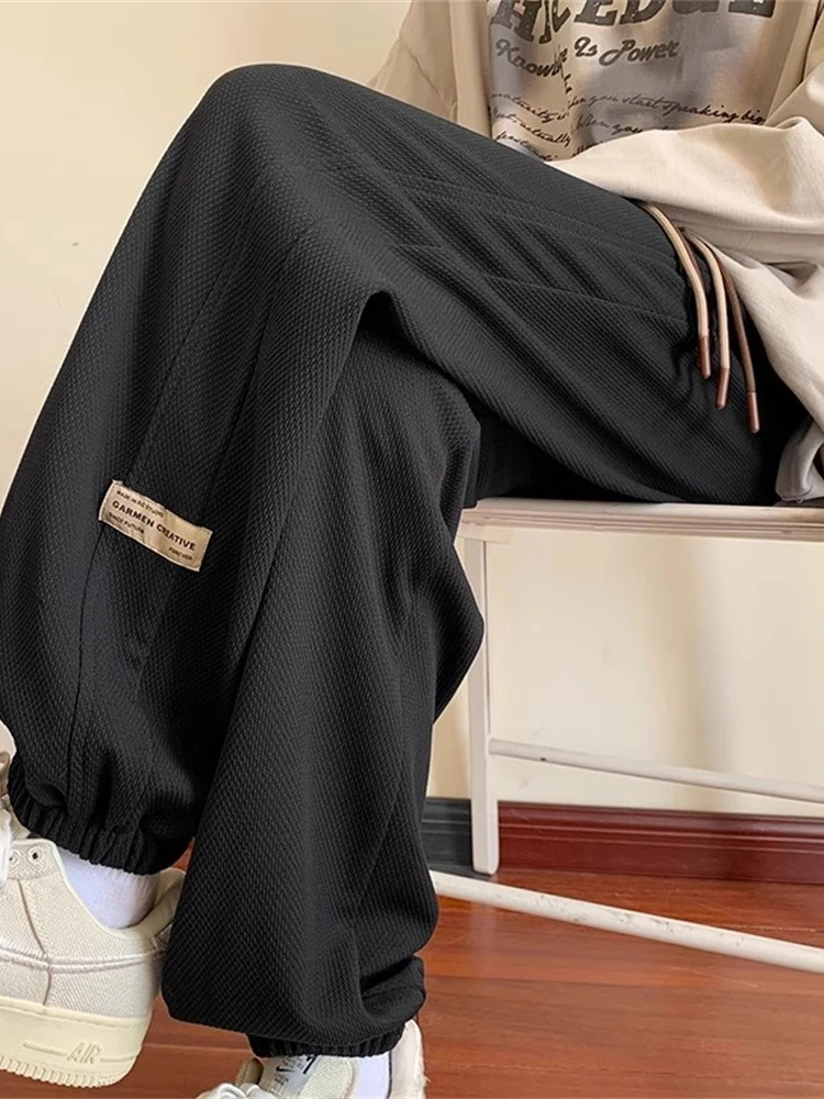 

Мужские повседневные брюки в американском стиле, весна-осень, свободные, широкие штанины, для подростков, модные, универсальные, спортивные брюки