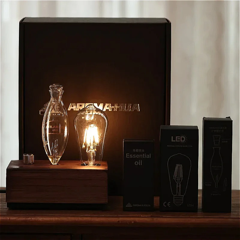 Aroma Diffuser Vintage Tungsten Filament Lamp Aromatherapy Machine Humidifier Lighting Sandalwood