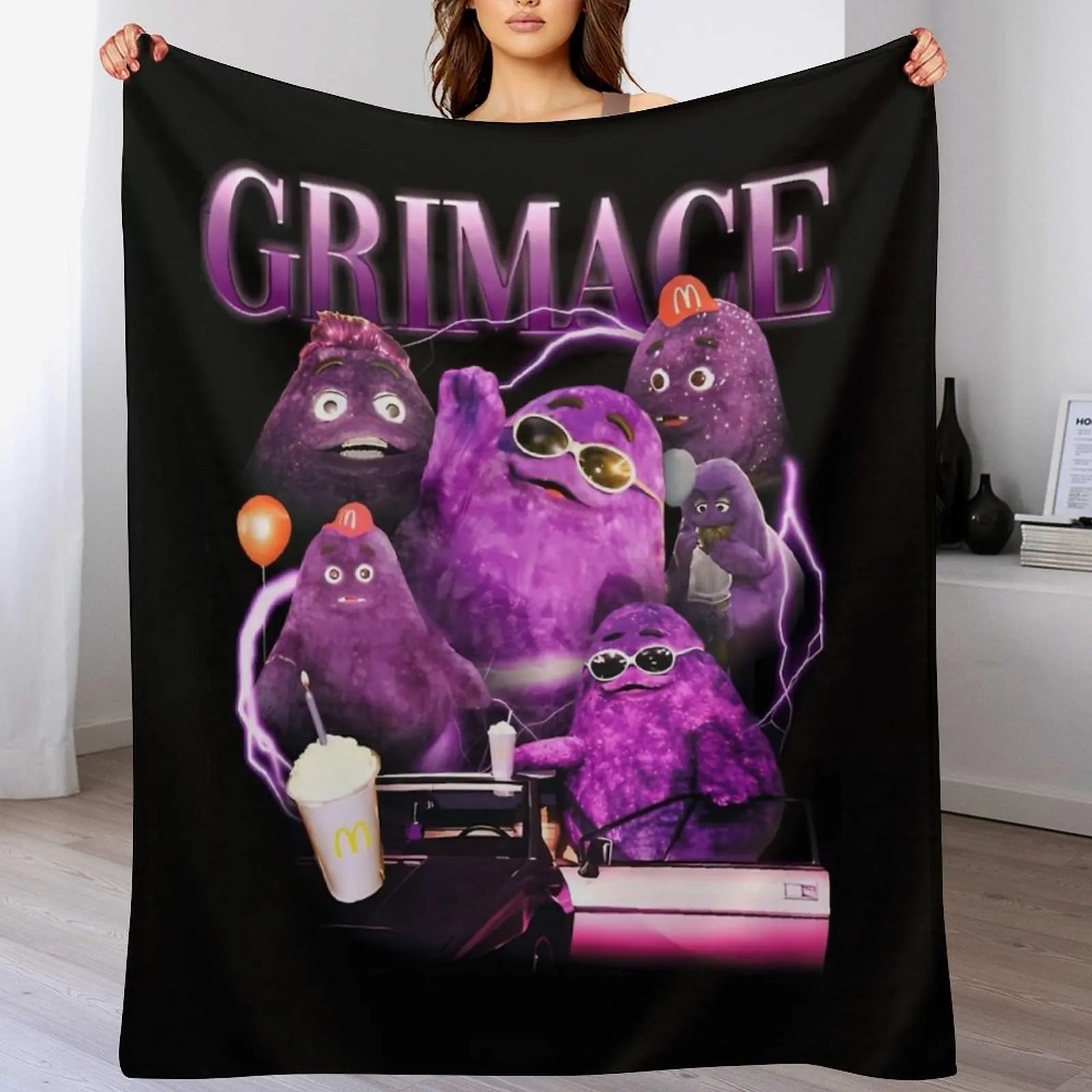 

Grimace in 90s Throw Blanket Durable Warm Blanket for Daily Home Use