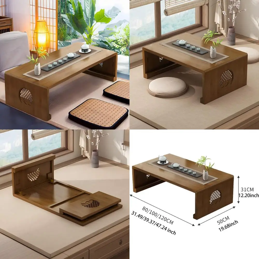 

Folding Coffee Table - Compact Japanese-Style Floor Table for Living and Dining Rooms, Ideal for Tea, Tatami, and Home Decor (31