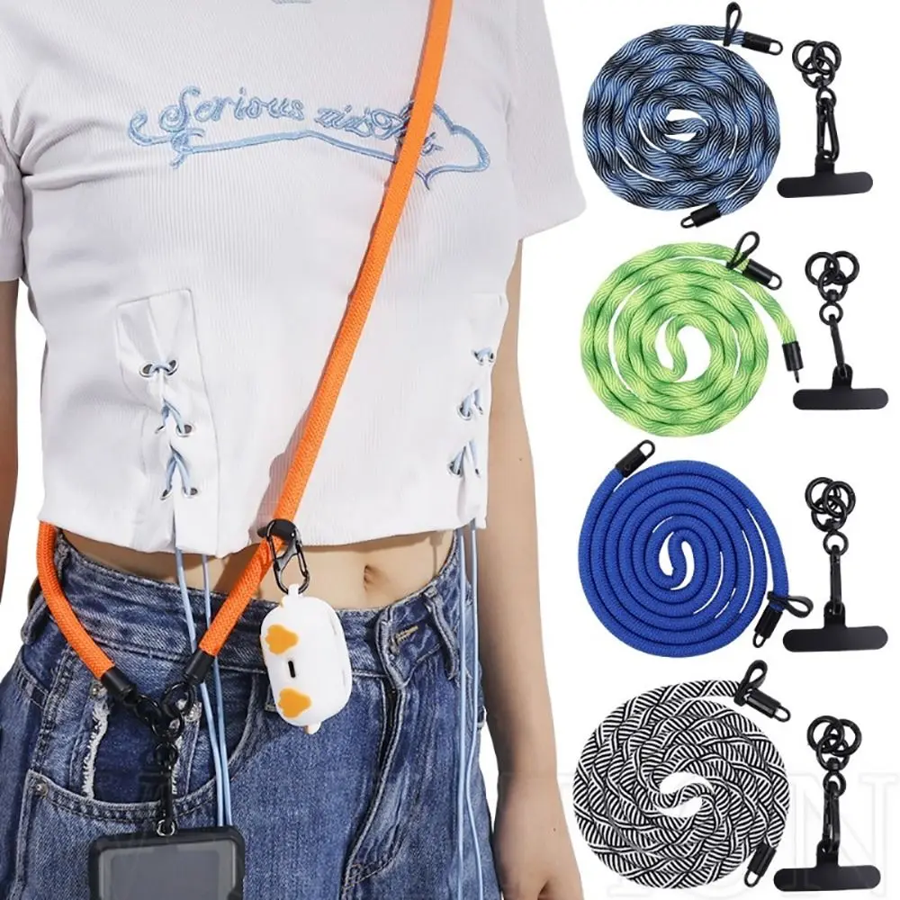 

1Pcs Climbing Mobile Phone Lanyard Rotatable Clasp Safety Rope Crossbody Phone Strap 120cm Long with Patch Neck Band Cord Chain