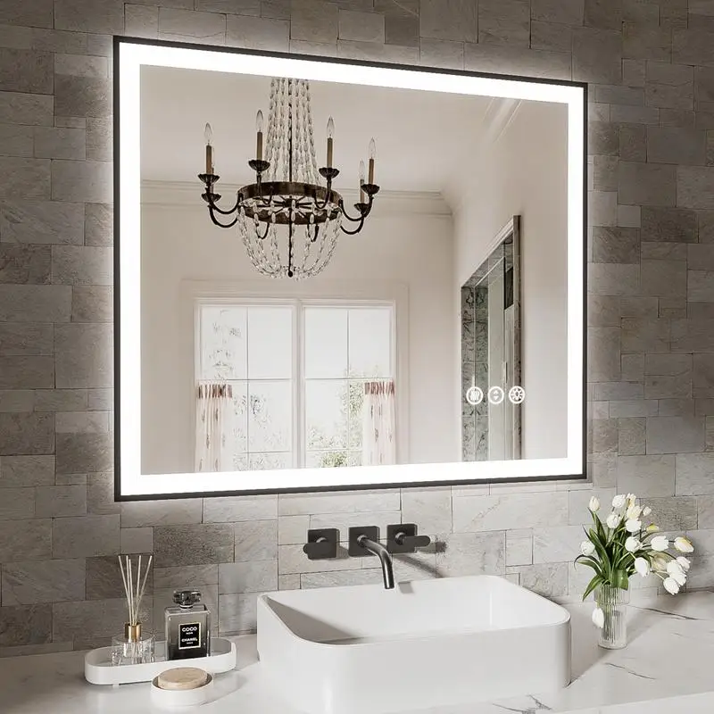 

30x36 Inch Frameless Smart LED Bathroom Mirror, Touch Control, Anti-Fog, Dimmer, Modern Design, Modern Home Decor