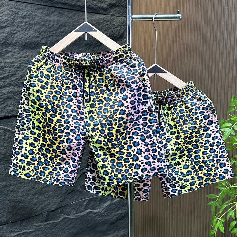 Men Classic Colorful Leopard Shorts Summer Beach Short Pants Hawaii Beach Swimming Pants Swim Trunks Women Kid Cool Ice Shorts