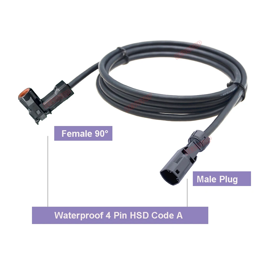 BEVOTOP Car LVDS Video Line 4Pin Waterproof HSD A Male to A Female Right Angle 90° Jack High Speed 4-Core 535 Cable Wire Harness