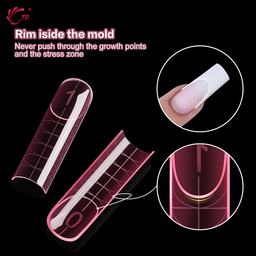 TP 140 teile/schachtel Platz Dual Nagel Formen Schnell Gebäude Gel Form mit Rand Im Inneren Volle Abdeckung Verlängerung Acryl Top Form Maniküre werkzeug