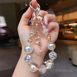 Mobile Phone Lanyard Dream Starry Crystal Bead Bracelet Clip Mobile Phone Case Universal Rope Wrist Strap Strap Bracelet Short