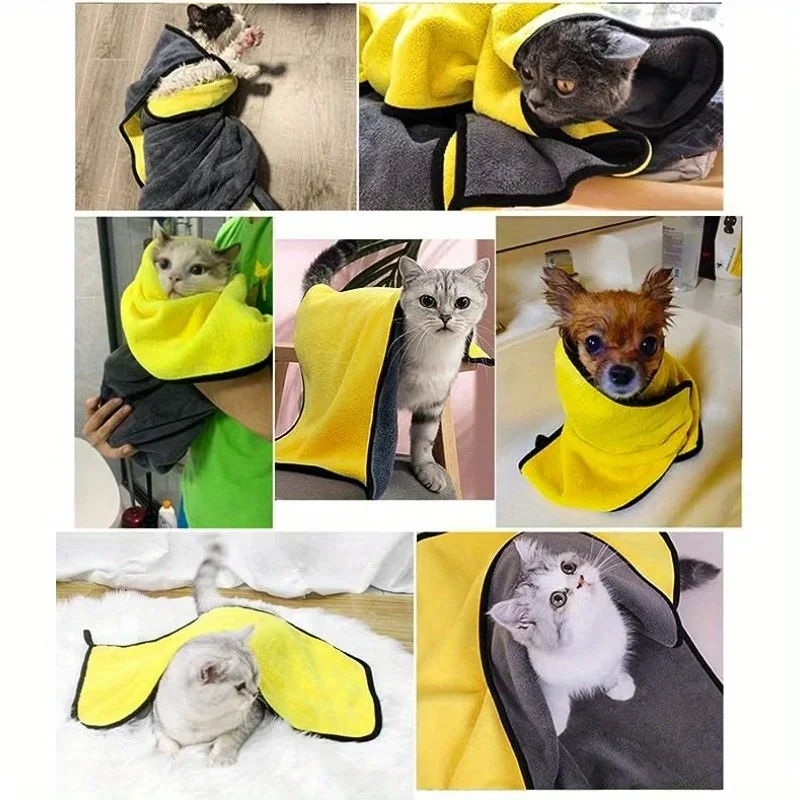Pet Absorbent Towel, Dog Cat Quick Drying Bath Towel, Ultra-fine Fiber Super Absorbent Pet Towel, Cleaning Supplies