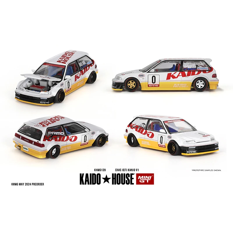 PreSale MINIGT KHMG139 1:64 Civic EF9 Kanjo V1 Openable Hood Diecast Diorama Car Model Kaido House