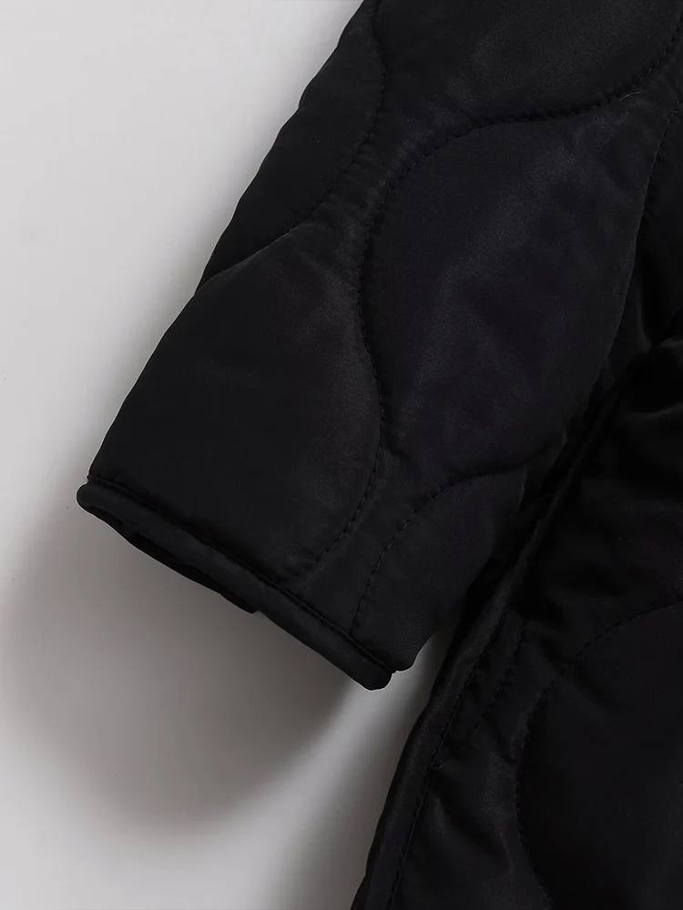 جديد الخريف والشتاء المرأة عارضة الدافئة فضفاضة مقنعين معطف القطن منتصف طول مبطن الماس نمط سترة