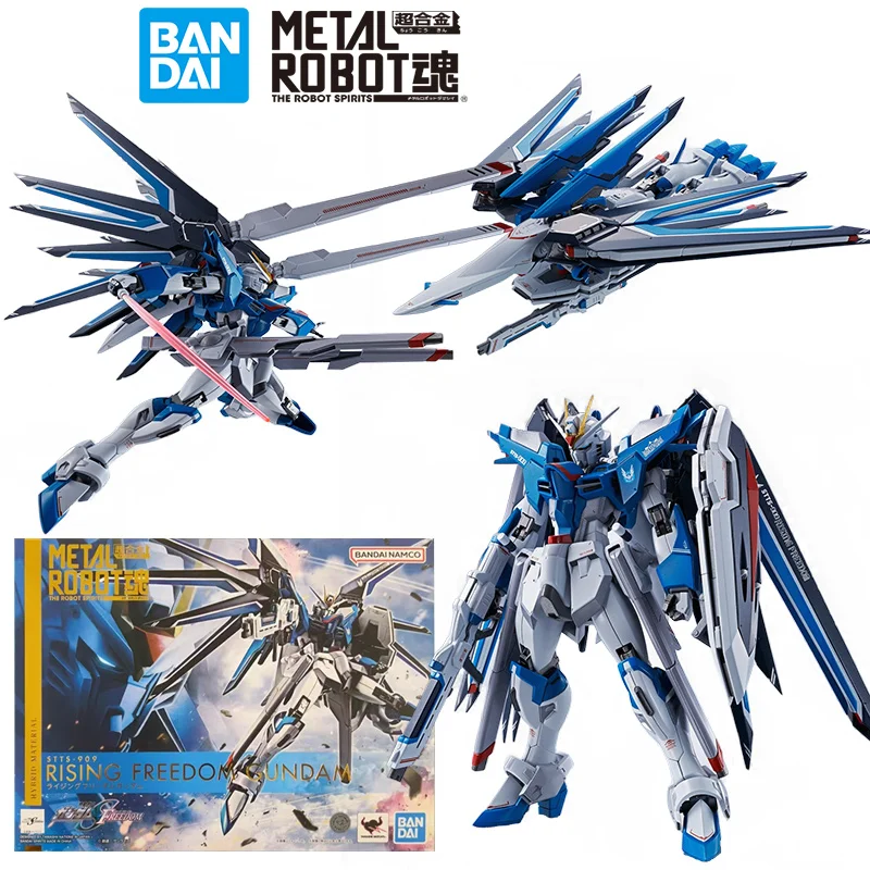 Bandai-Metal Robô Espíritos SIDE MS Rising Freedom Gundam Seed Anime Action Figure, brinquedo modelo original, coleção de presentes, 14cm