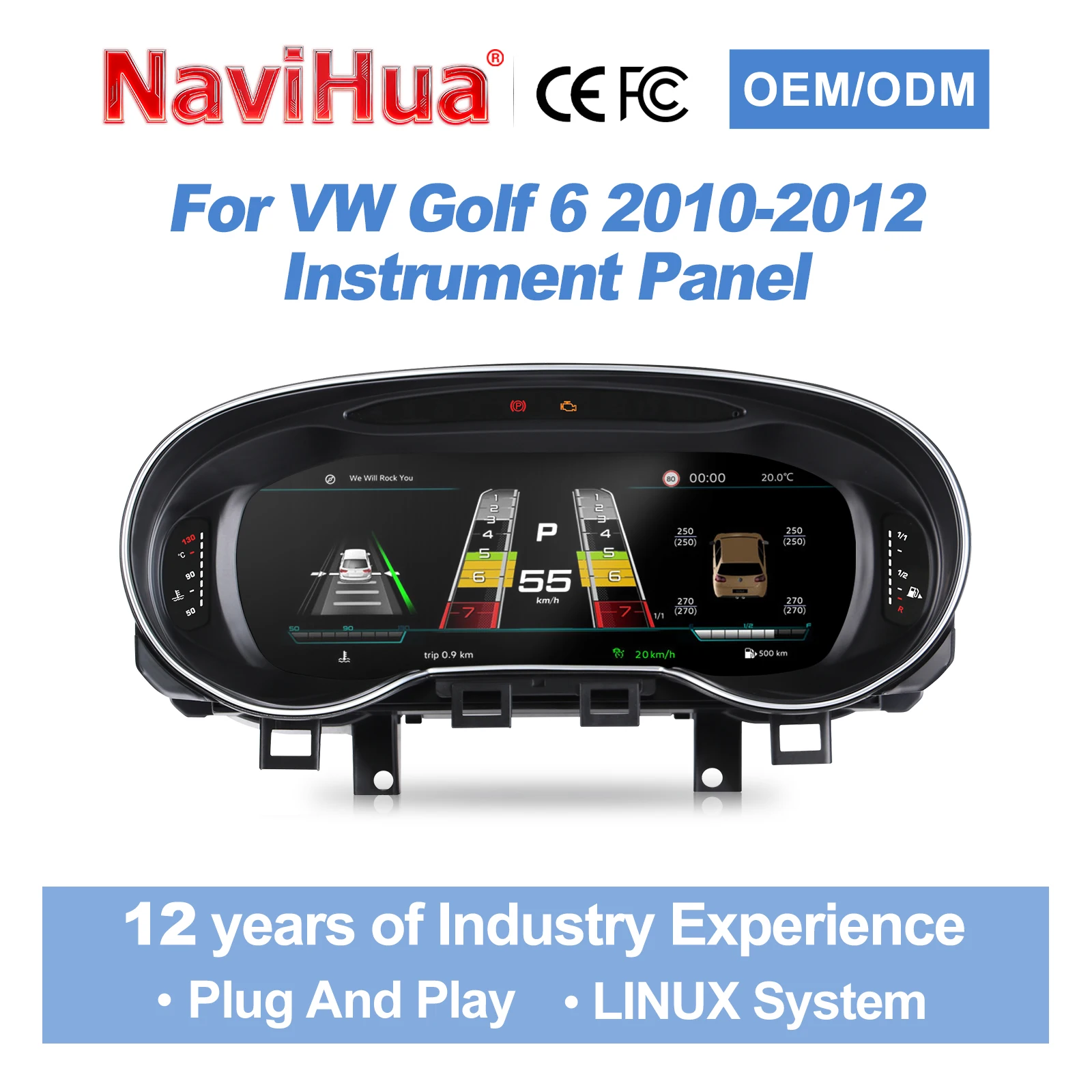 

Новый цифровой приборный щиток Navihua с LCD-дисплеем, CarPlay и виртуальной приборной панелью для Volkswagen Golf 6 10-12
