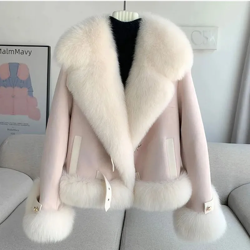 2024 Winter New Imitation Fur Coat Women\'s Fashion Slim Fur collar Thicken Warm Fur Coats Female Short Parkas Jacket Tops