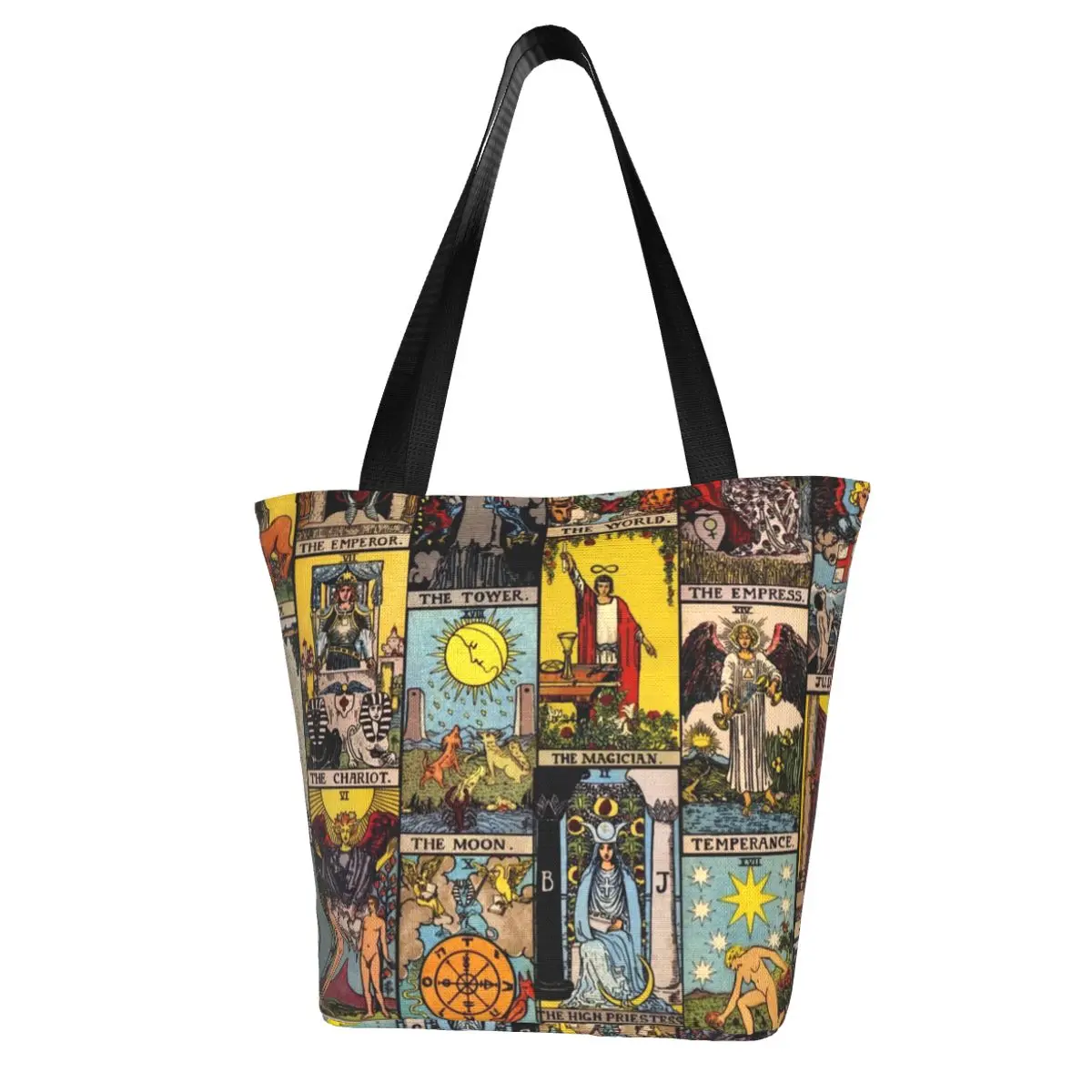 

Vintage Moon Shopping Bag Tarot Art Collage Retro Polyester Business Handbag Woman Gift Bags