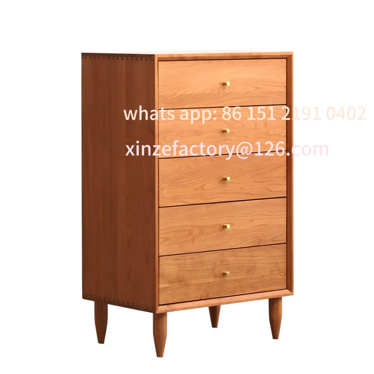 

Customizable Japanese-style solid wood chest of drawers Cherry wood Nordic bedroom Modern minimalist furniture Oak chest