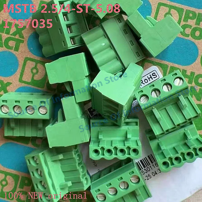 100Pcs Phoenix Contact 1757035 MSTB 2.5/4-ST-5.08 4 Pin 5.08mm Terminal Block Plug, 12A 320V Screw Connection