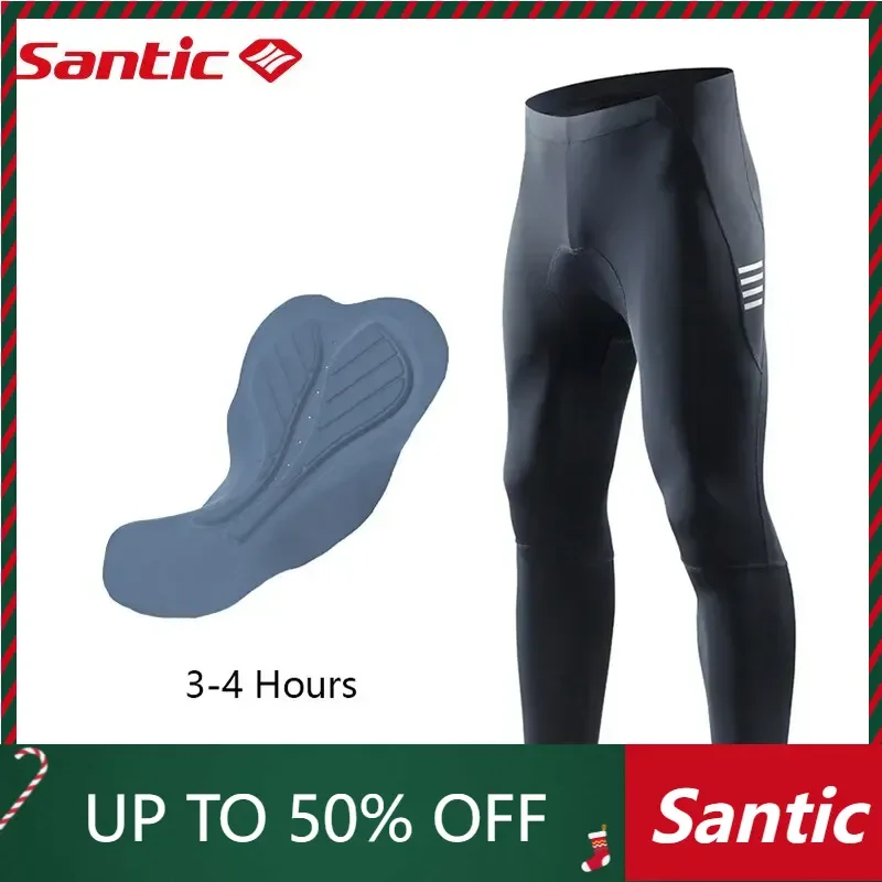 Santic Cycling Pants Men Summer Bicycle Long Pants Cushion MTB Ride Bike Trousers Outdoor Sports Reflective