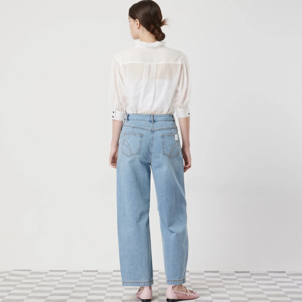 

Sweet Ear of Corn Top 00% Pure Cotton Commute Versatile irt ort Sve Korean Sle Button Detail Regular Length