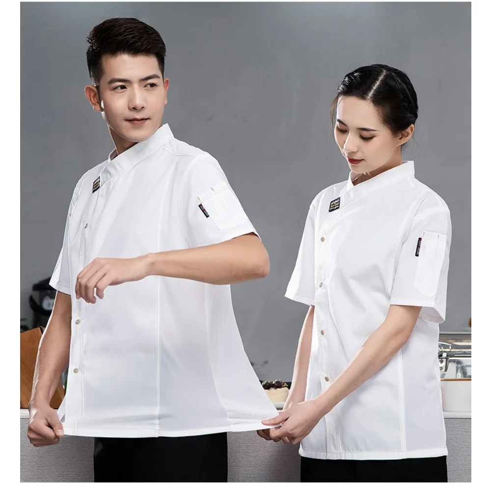 زي طاهٍ الفندق بأكمام قصيرة للرجال - ملابس عمل أنيقة وجيدة التهوية للمطاعم الغربية/الصينية