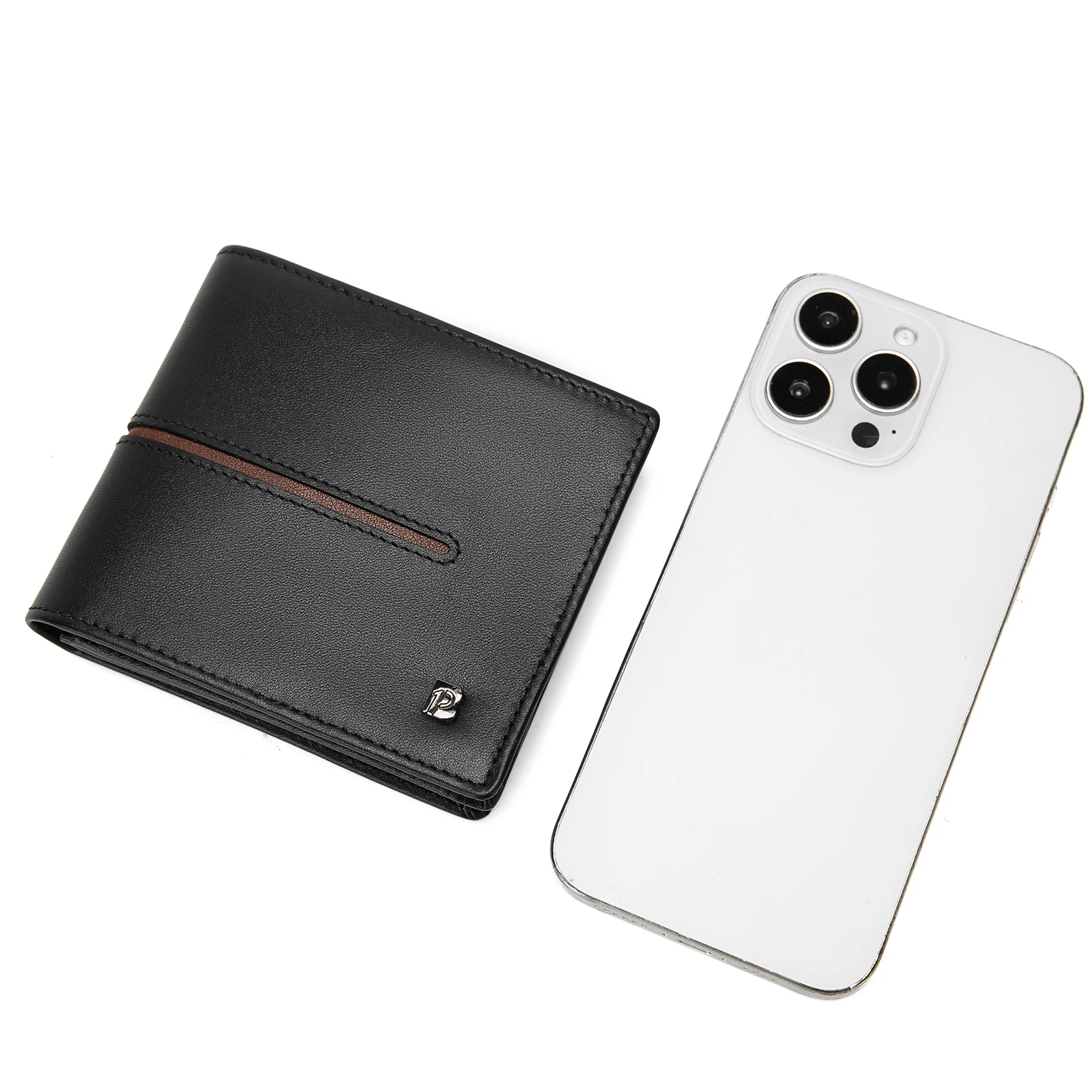 Mens Bifold Wallet Soft Genuine Leather Black Western Secure and Durable Extra Capacity Billfold with Credit Cards slot for gift