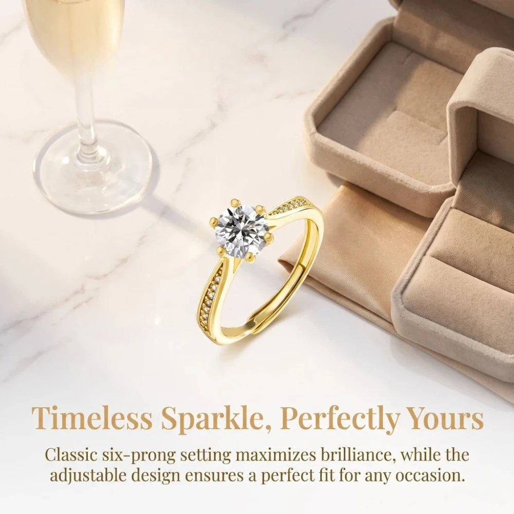 Luxury 925 Sterling Silver Fashion Women's Jewelry - Eight-Pointed Arrow Ring - Women's Six-Prong Ring