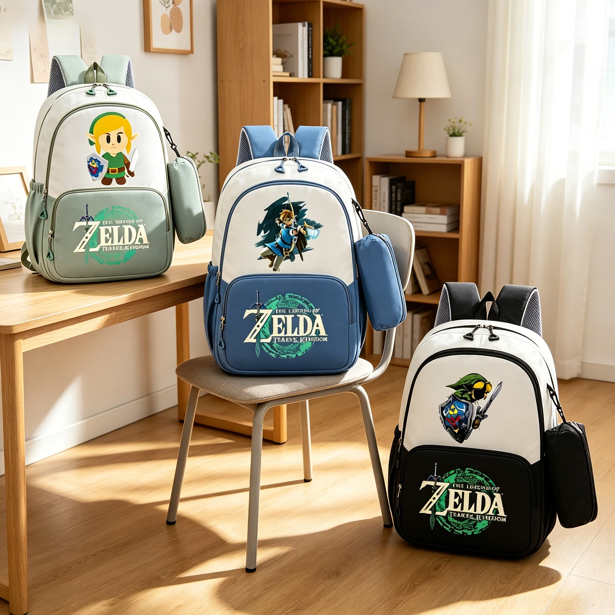 2PCS Anime The Legend of Zeldas Backpack Pencil Case for boy girl Student Teenager Book Bags Rucksack Travel Backpack gift