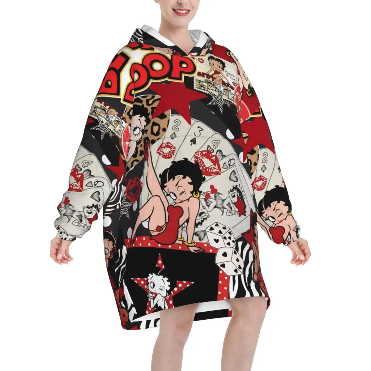B-Bettys Boops ウェアラブルブランケットパーカー レディース メンズ オーバーサイズ スウェットシャツブランケット ポケット付き